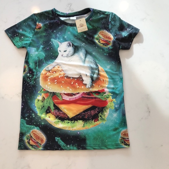 NWT Funny Co Kid 3D T-Shirt Cat Hamburger … - Picture 2 of 3